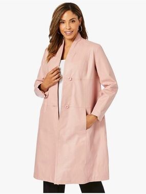 Jessica London Women's Plus Size Leather Swing Coat - 12, Soft Blush